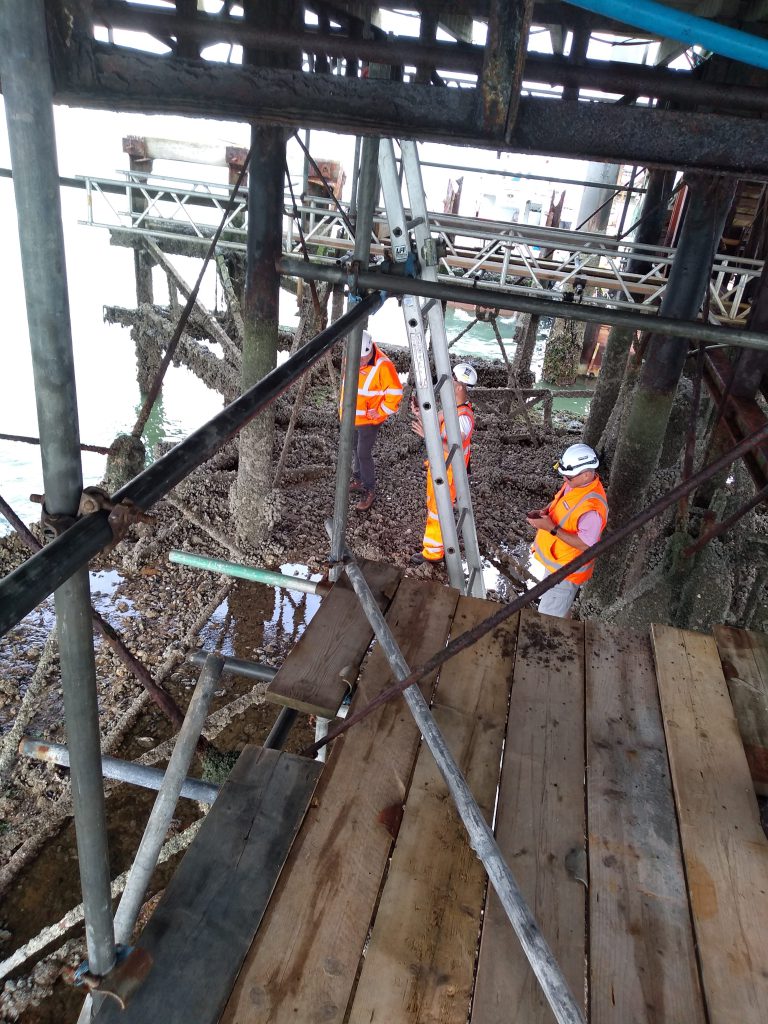 Engineering team using pierhead access to assess conditions
